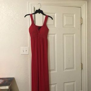 Long bright pink maxi dress great for summer.
